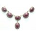 Handmade 925 Sterling Silver natural Red Ruby Cabochon Gem stone chain Necklace